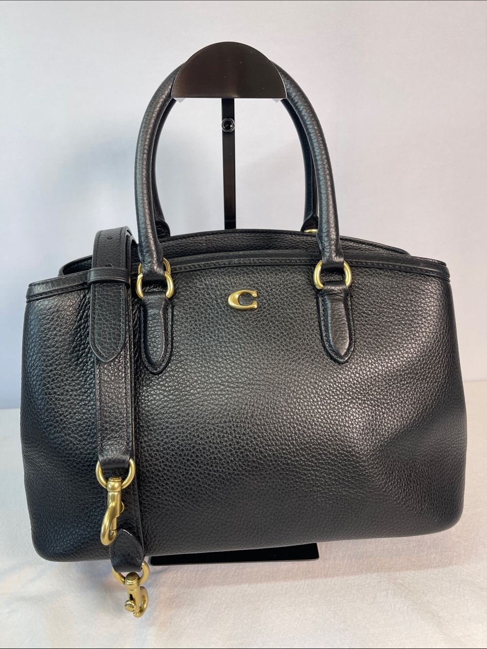 Coach Legacy Carryall 28 CU024 Black Pebbled Leather Satchel Authenticated